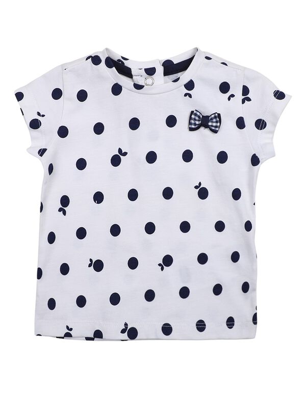 Girls White Short Sleeve Knitted T- Shirt image number 0
